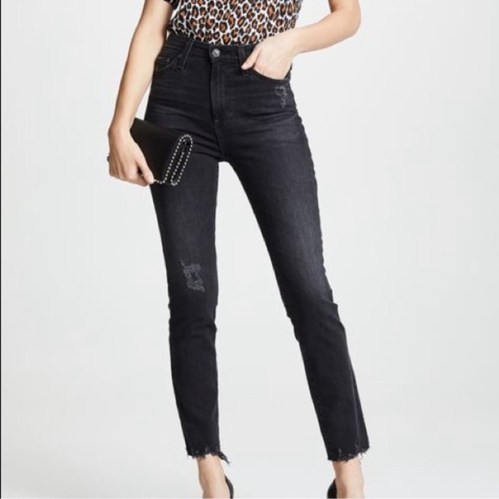 NWT AG The Sophia Ankle Skinny Distressed Faded Black Size 25